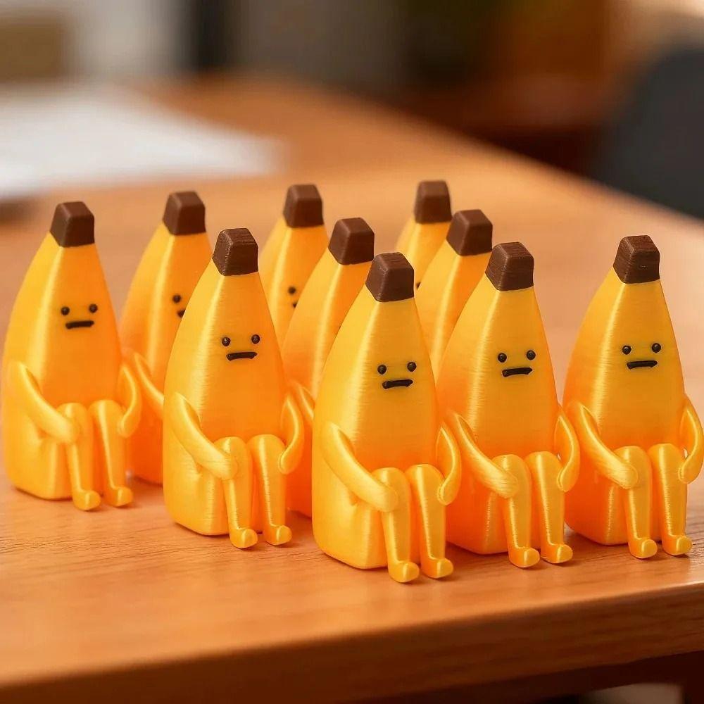 PLA Material Anxious Banana Ornaments Yellow Mini Model Desktop Toys Home Decoration