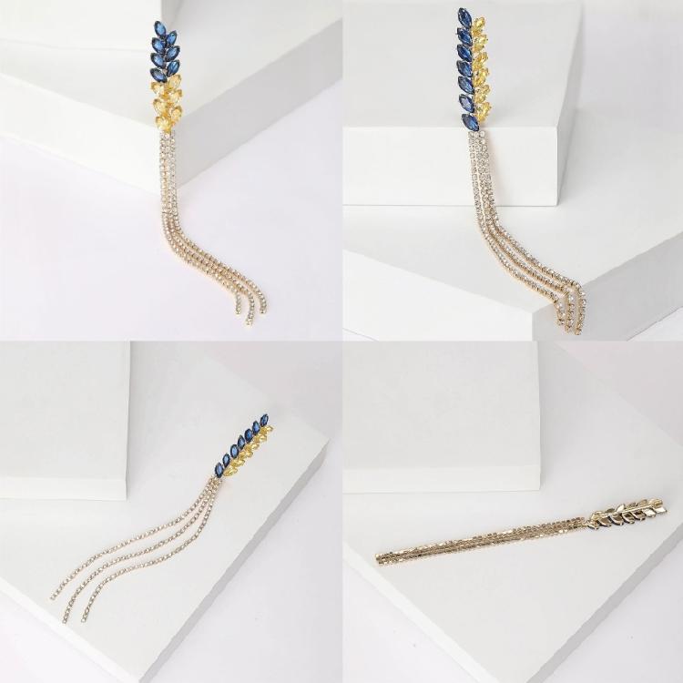 Unique Threaded Fringe Lapel Pin with Stone Accent Wheat Ear Brooches Accessory Fashionable Women's Clothing Accessory