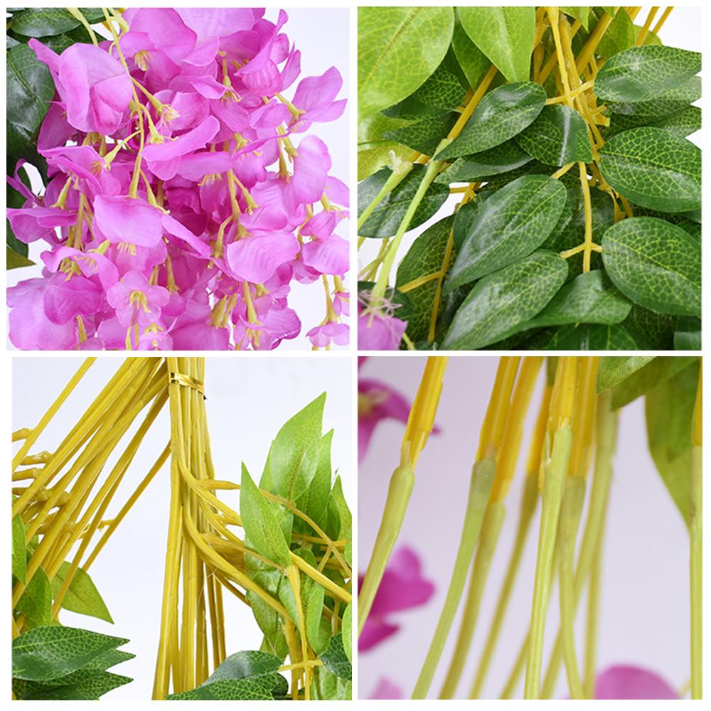 Buy 12pcs/set 110cm Artificial Wisteria Fake Garden Flowers Vines