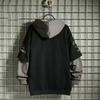 Spring Autumn Men's Sweater Retro Hooded Print Sweatshirt Loose Hoodie Fleece Padded Jacket