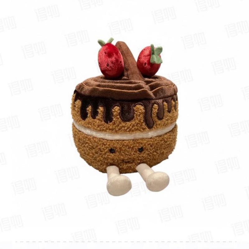 UK Rainbow Cherry Birthday Cake Plush Doll - Cute Creative Gift for Girls