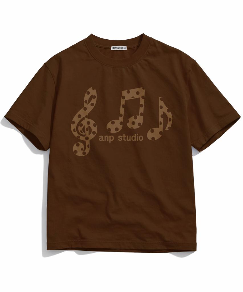 NP STUDIO Sound Note Oversized Short Sleeve T-Shirt [ Brown ]