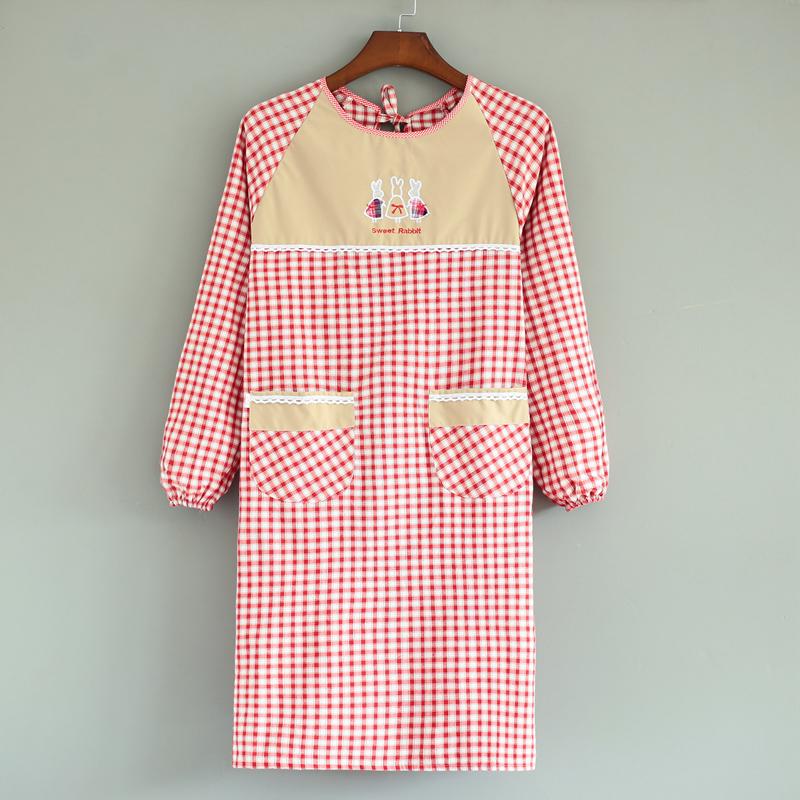 Korean Style Long Sleeve Oil-Proof Cotton Apron for Women and Men – Cute and Fashionable Kitchen Smock for Summer