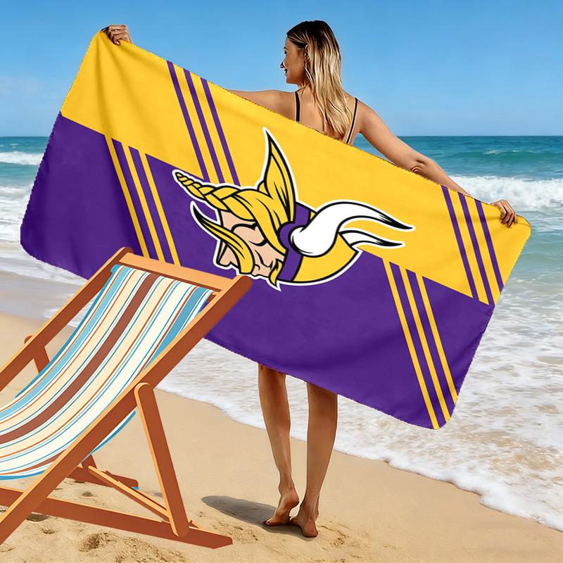 Minnesota Vikings Print Beach Towel, Large Soft Quick Dry Towel for Beach Camping Swimming