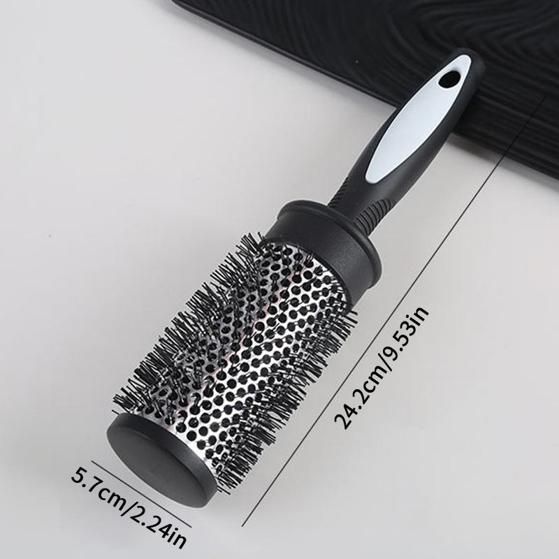 Round Curling Roller Comb Hair Styling Nylon Brush Thermal Aluminum Tube Barrel Hair Comb For Woman Man Hair Blowing And Drying