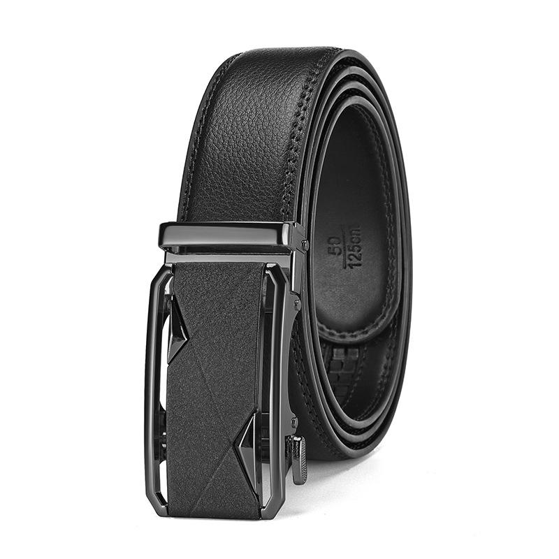 Men's High-End Genuine Leather Automatic Buckle Belt for Casual Trousers