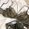 French Ultra-Thin Lace Push-Up Bra Set with Side Support, Underwire, for Large Busts