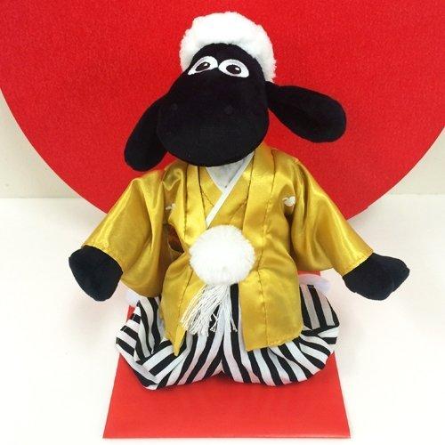 

Shaun the Sheep Plush Toy in Gold Hakama, Sitting Height 23cm