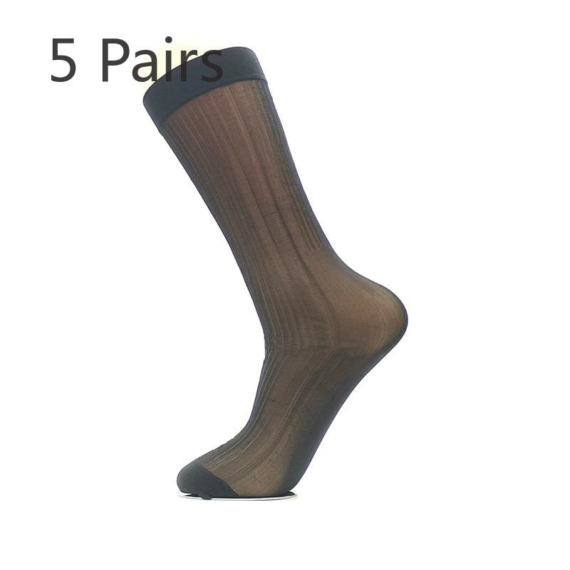5 Pairs of Men s Business Stripe Simple Workplace Sweat Absorbent Breathable Stockings 5 Pairs чёрный