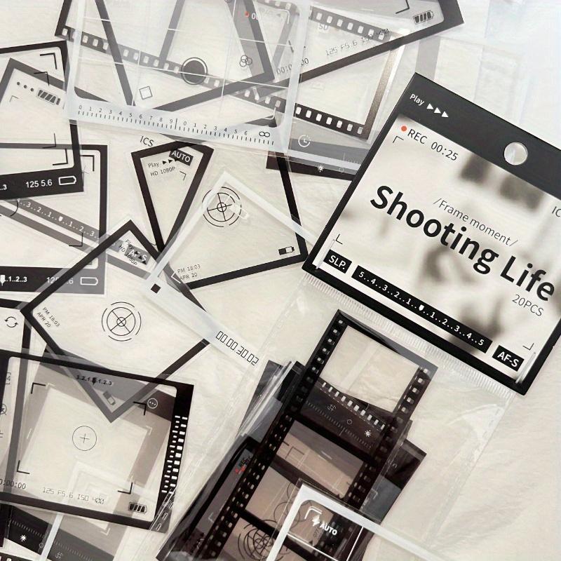 Time Film Series]1pack Retro Black & White Film Decorative Sticker Set Scrapbook Supplies School Supplies for Diy Scrapbooking Frames, 20pieces/Pack