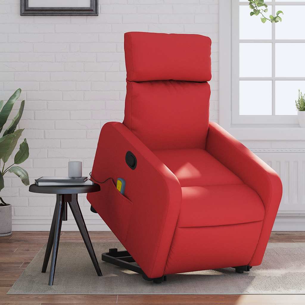 Recliner with Lift Function Red Faux Leather