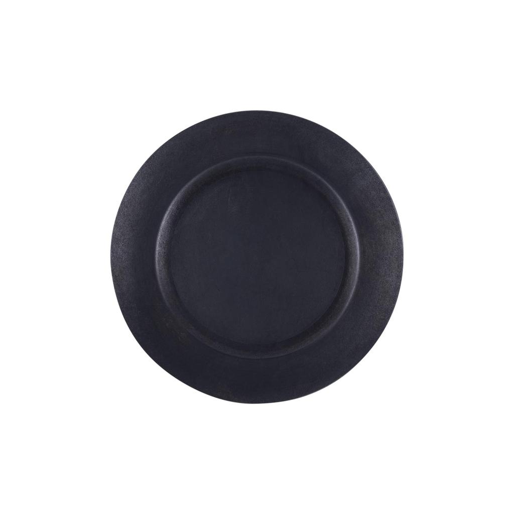 Black Vintage Inox Round Plate, 213mm, Made in Japan, Perfect for Cafes and Restaurants, Round Stainless Steel Plate with Aged Finish, Shatterproof,