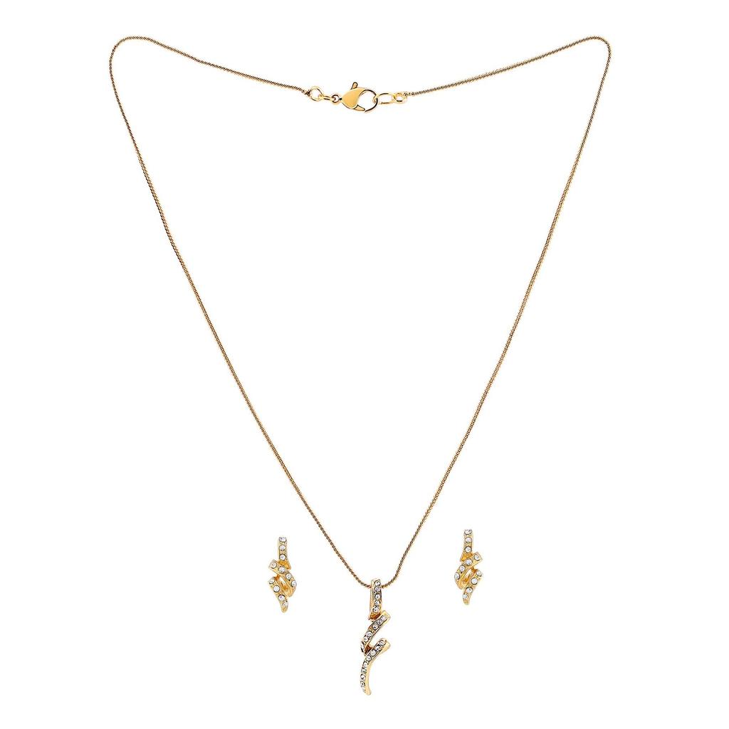Estele 24k Gold Plated Austrian Crystal Pendant Necklace Set with Chain for Women/Girls