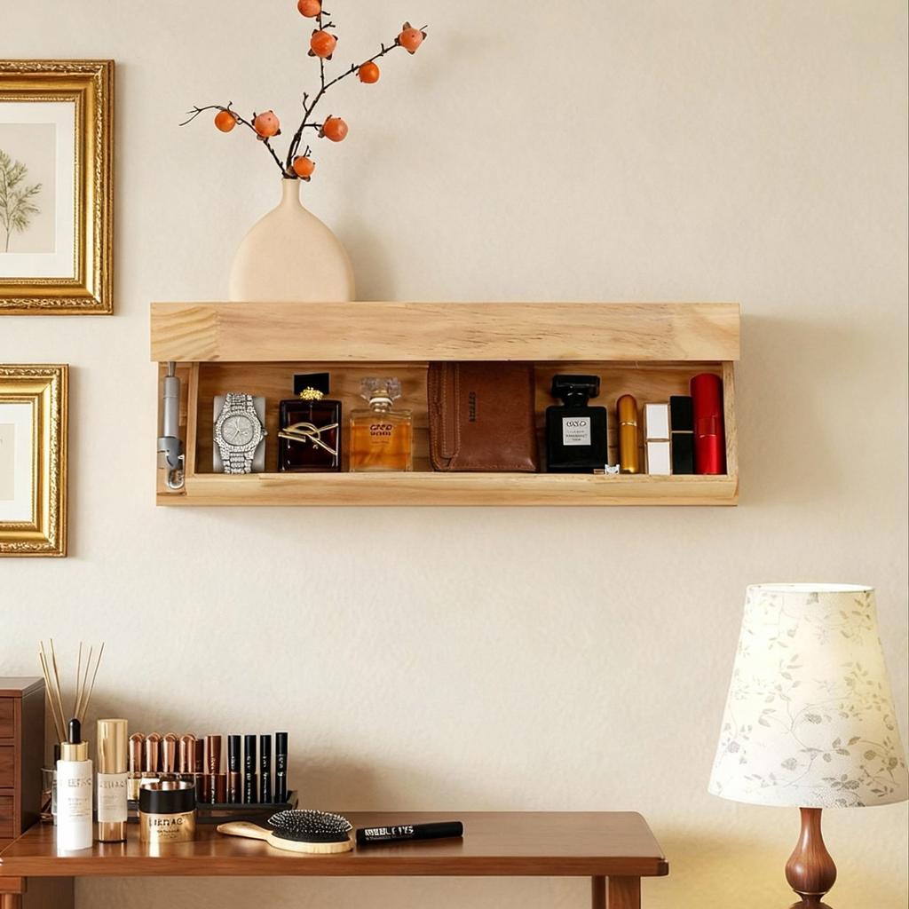 Solid Color Designer Shelf With Secret Compartment Concealed Floating Shelf Wall-Mounted Storage Solution Hidden Furniture