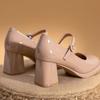 Fashion French Mary Jane Women's Shoes 2025 Nude High Heels Thick Heels Waterproof Platform Round Buckle One-strap Single Shoes