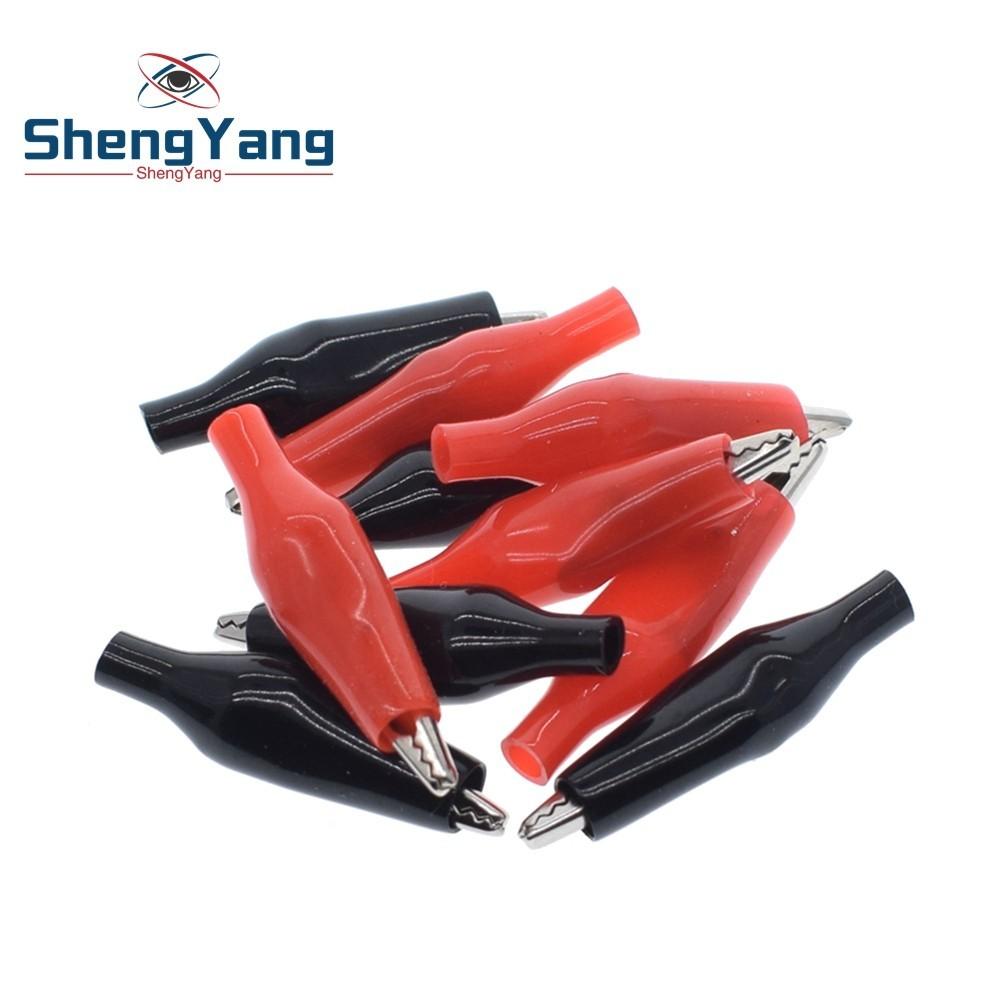 28MM Metal Alligator Clip G98 Crocodile Electrical Clamp for Testing Probe Meter Black and Red with Plastic Boot Rated
