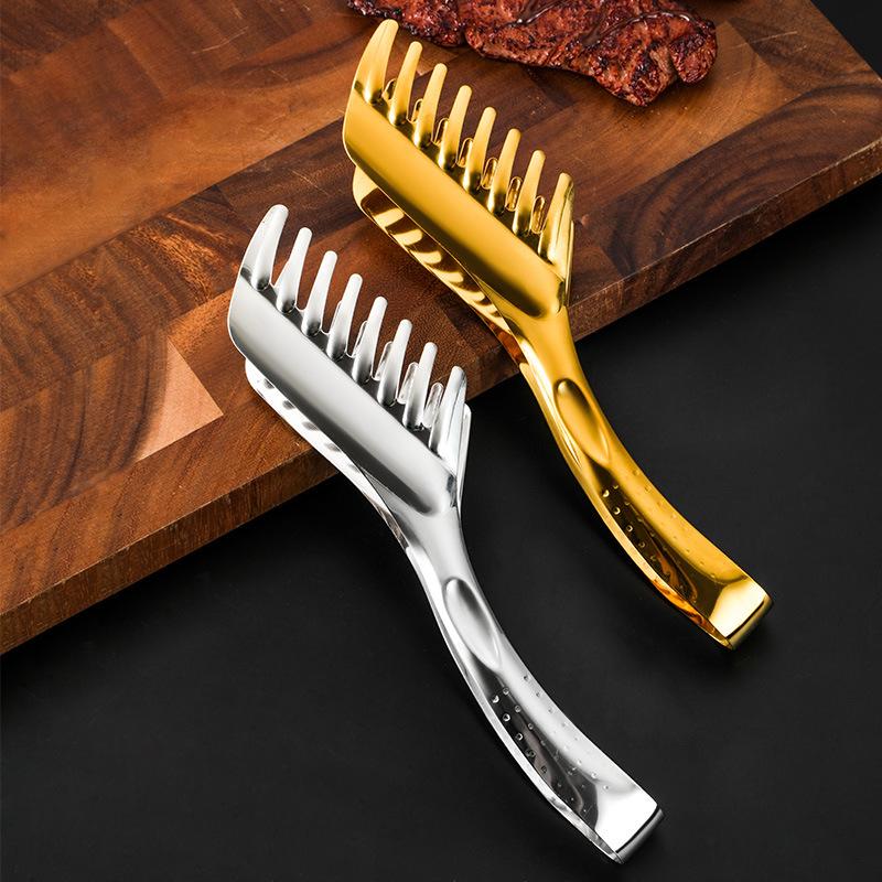 Thickened Stainless Steel Food BBQ Tongs Kitchen Steak Bread  Clamp Cake Meat Grilling Clip Serving Home Cooking Utensils