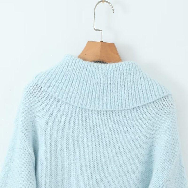 Za Export New Arrival Women's Clothing ZR Fashion Style Fashionable Loose All-Match Lapel Short Knitting Cardigan Sweater