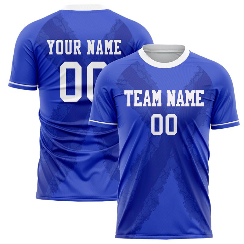Customized Team Name Number Name Football T-shirts Personalized DIY Crew Neck Blue Sport T Shirts Loose Quick Dry Team Uniform
