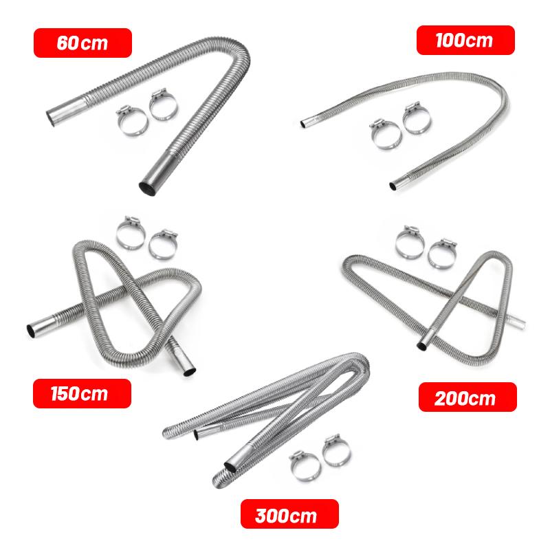 Încălzitor de parcare cu aer de 25 mm, 60 cm/100 cm/150 cm, țeavă de eșapament din oțel inoxidabil, se potrivește cu aer diesel, rezervor de parcare, accesorii pentru încălzitoare auto