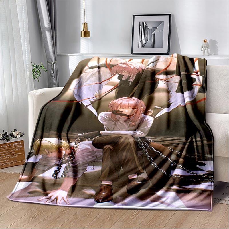 Anime Chainsaw Man Blanket Makima Pochita Power Character Flannel Blanket Comfortable Warm Blanket Gift for Family Friend