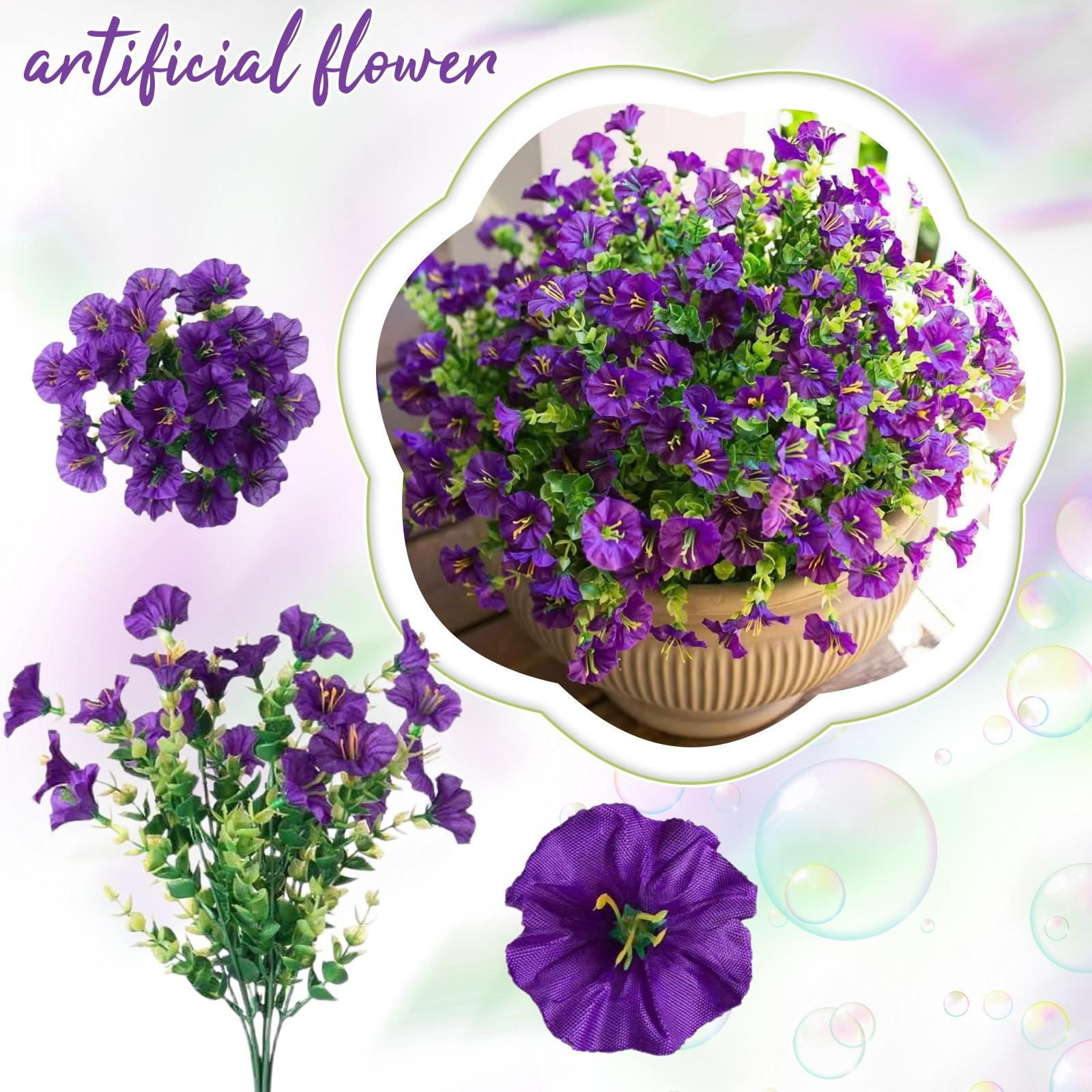 

Искусственное растение, имитация цветка, для уличного весеннего украшения, 12 букетов искусственных пластиковых растений для уличного декора, невыцветающее украшение букета(12шт) One Size фиолетовый