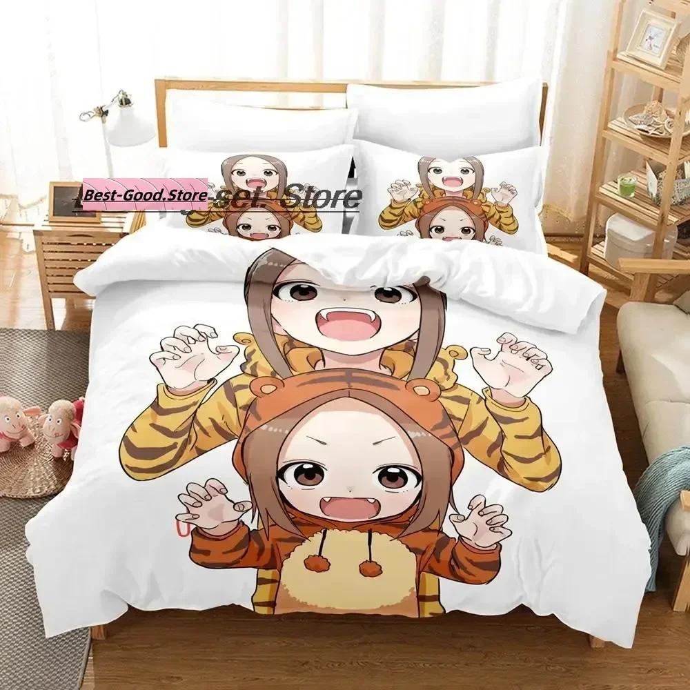 3D Teasing Master Takagi-San Bedding Set Printed Duvet Cover Pillowcase Single Double Queen Super King Size Sets