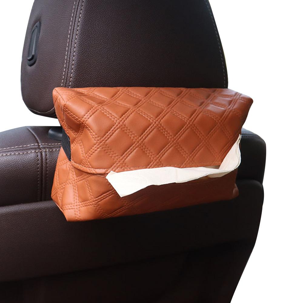 Car Tissue Holder Back Seat Car Back Seat Headrest Tissue Boxes Travel Napkin Dispenser PU Leather Box Portable For Storage In