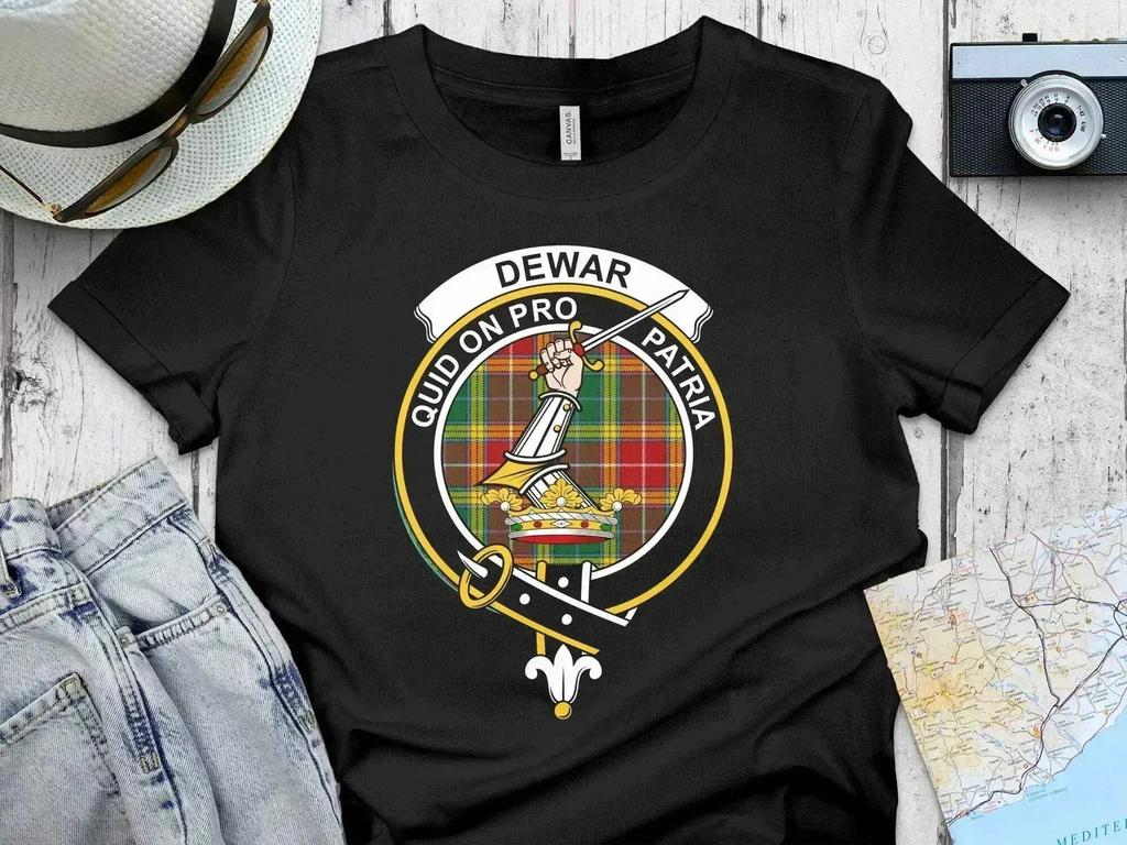 Dewar Clan Crest Tartan Quid On Pro Patria T-Shirt Sweatshirt