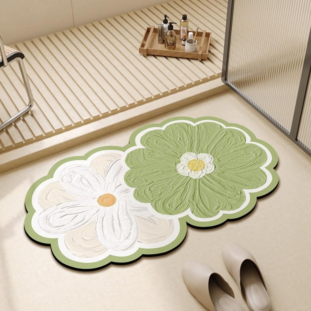 Wear-resistant Diatomite Bathroom Mat Quick Dry Kitchen Rug Foot Mat Absorbent Floor Mat Bathroom зелёный