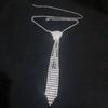 Charm Tie Shape Necklace Exaggerated Crystal Chain Choker Rhinestone Tassel Necklace  Party