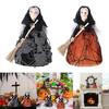 Haunting Halloween Decorative Witch Broom Personalized Fabric and Wood Witch Broom Sculpture for Halloween Celebration