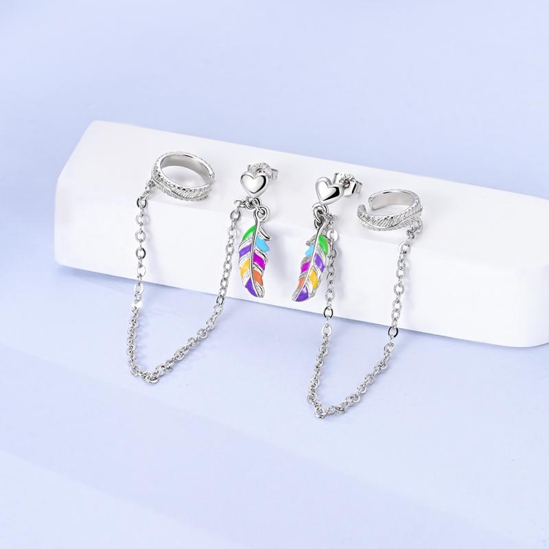 Hoop Earring 925 Silver Woman Bohemian Earring Feather Theme Earrings Pendientes for Woman Original Earring Fashion Jewelry Gift