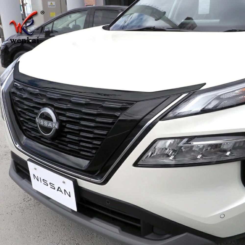 WELKINRY For Nissan X-Trail T33 4th Generation -2024 Rogue 3rd Generation Car Head Front Face Hood Bonnet Grille Trim Bright black