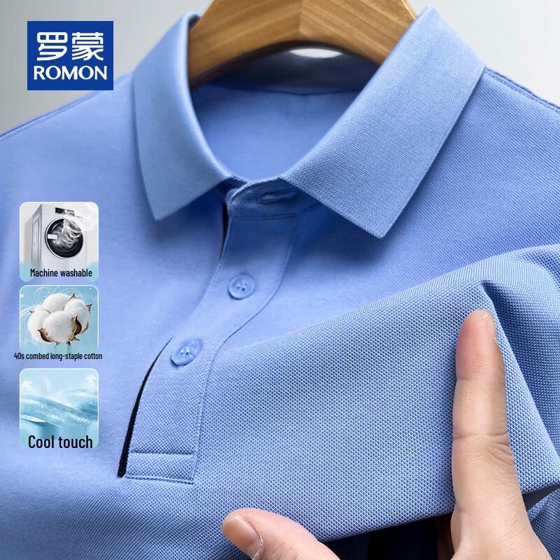 ROMON Men's Breathable Summer Casual Business Polo Shirt