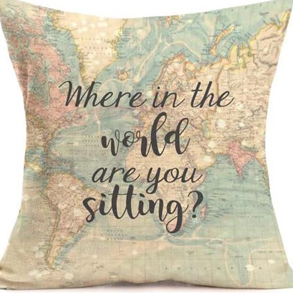American Retro Printed Linen Pillowcase Living Room Sofa Office Pillow Car Cushion Cover