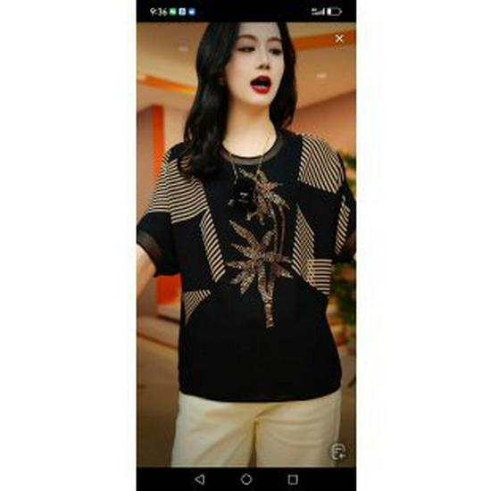 

Elegant Ice Silk Short-Sleeve T-Shirt for Middle-Aged and Elderly Women (2026 Collection) 6XL