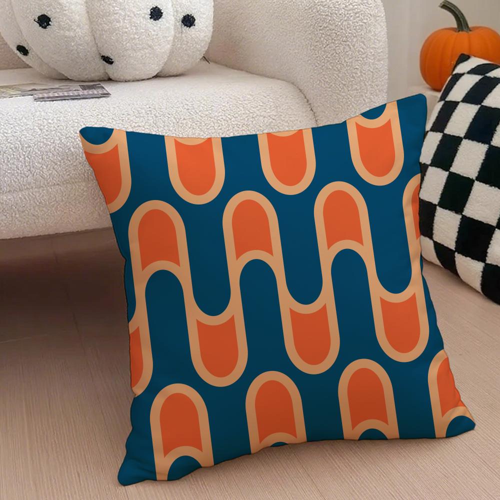 Retro Ornate Bohemian Style Geometric Pattern Cushion Cover Throw Pillow Cover Hidden Button Durable Polyester Chair Cushion