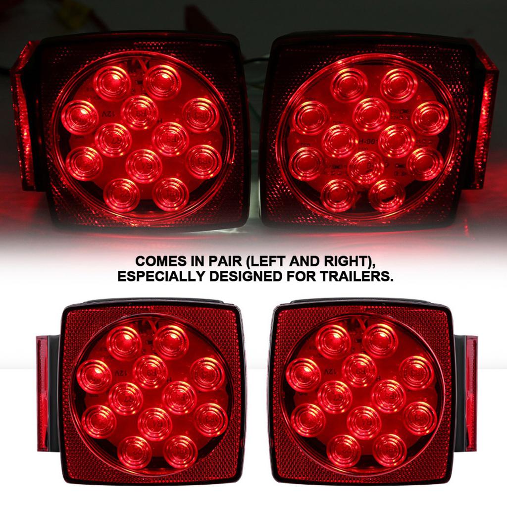 12V LED Nedsänkbar Fyrkantig Bakljuskit Släpvagn Stopp Broms Båt Marin Under 80