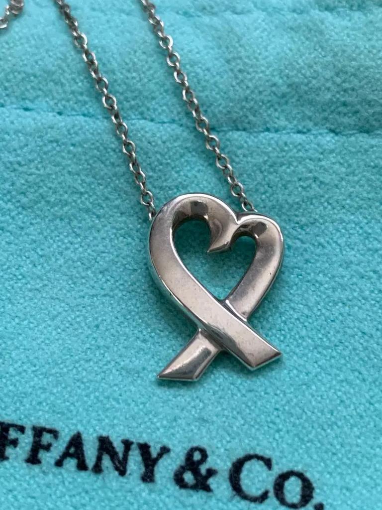 Tiffany Co. Loving Heart Necklace Paloma Picasso 925 Sterling Silver Excellent