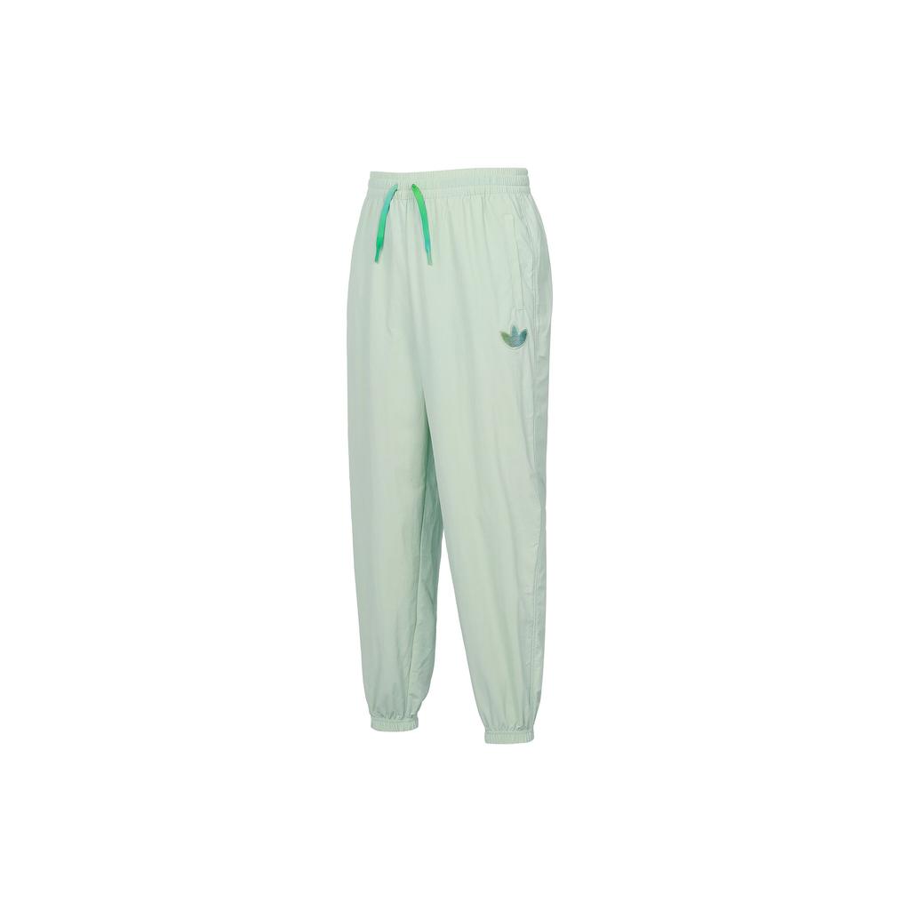 Adidas Originals Trefoil Woven Pants With Cuffed Hem And Loose Fit Women Bottoms Linen-Green IK8629