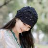 Women's Handmade Hollow Knit Visor Beanie Short Brim Face Slimming Head Wrap Hat Elegant Hair Loss Covering Cap