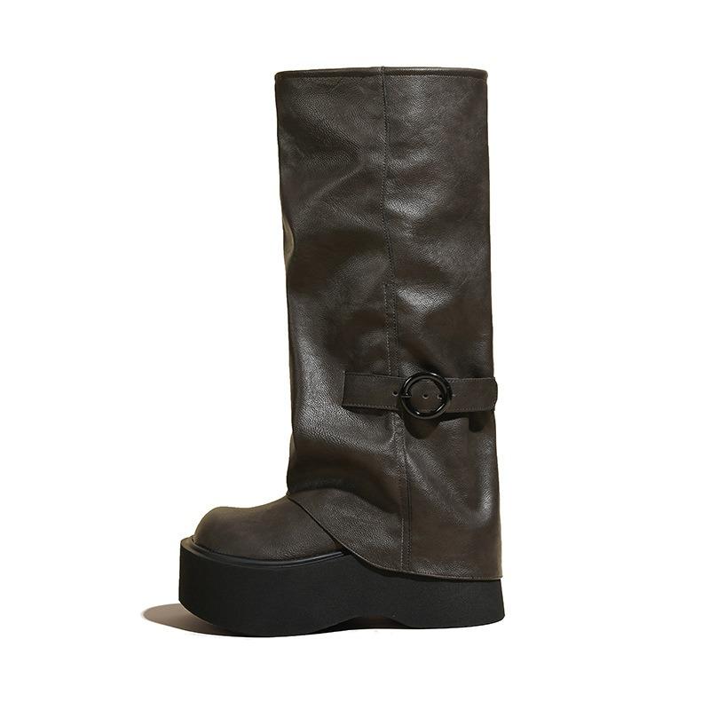 Pants boots, new in autumn and winter, but knee-length boots, thick-soled niche design, thin knight boots, small size.