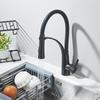 POIQIHY Ausziehbarer Schwarzer Küchenmischer Badezimmer Küchenspüle Wasserhahn Einhebel Hochdruck Strahl Sprühkopf Goldener Mischhahn