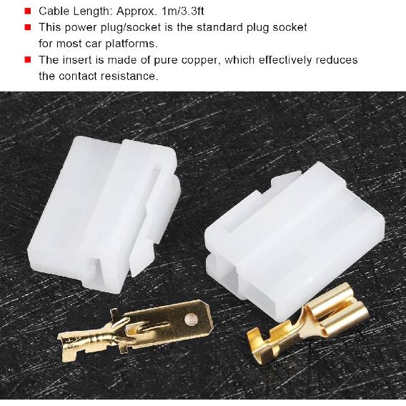 T Type Power Plug, T Type 2 Pin Power Plug Car Radio Cable Connectors Set, Power Plug T Type 2 Power Plug Cable Connectors Set Fit for FT-7800R,