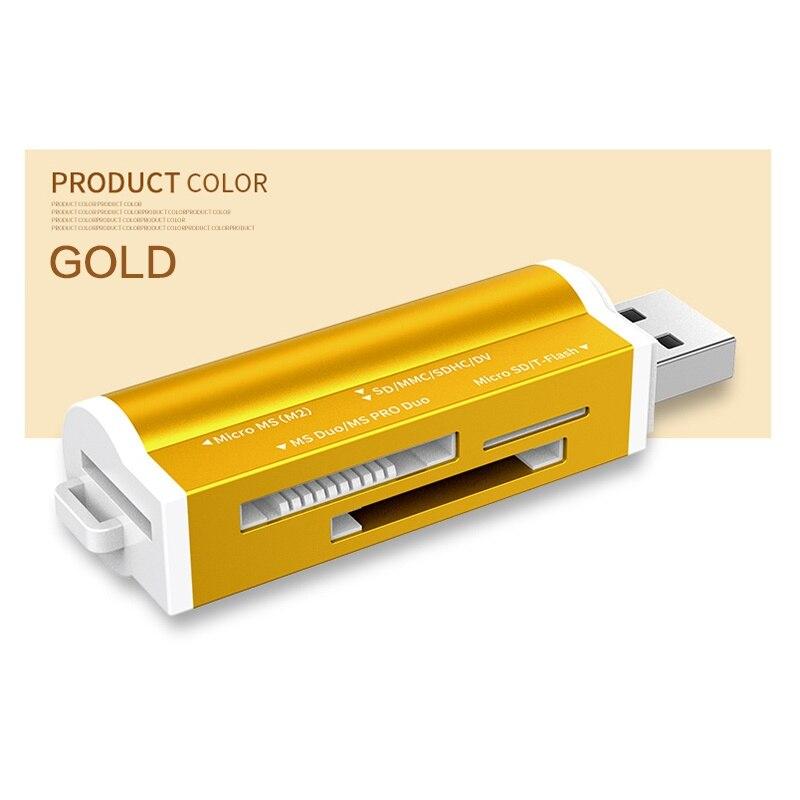 

High Speed Multi USB 2.0 All In One Memory Card Reader for Micro SD T-Flash MMC SDHC MS PRO DUO TF M2 Memory Stick золотой