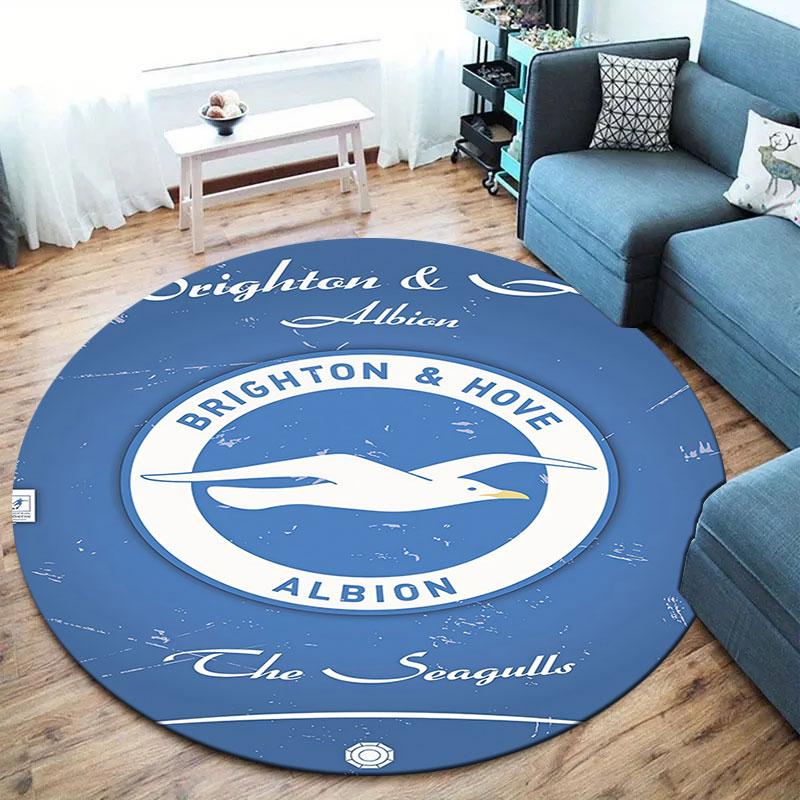 Brighton & Hove Albion Round Area Rug,Carpet Rug for Living Room Bedroom Sofa Playroom Decor,Non-slip Floor Mat