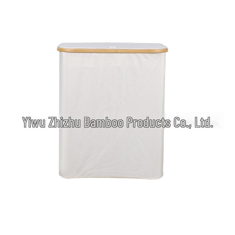 Camphor Bamboo Foldable Laundry Hamper with Three Pockets – Large Capacity, Antibacterial, and Anti-Mildew