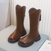 Botas de cano alto para meninas Outono/Inverno Coreanas Botas de Cavaleiro Botas de Princesa Peludas Quentes Botas de Cano Alto de Algodão Duplo