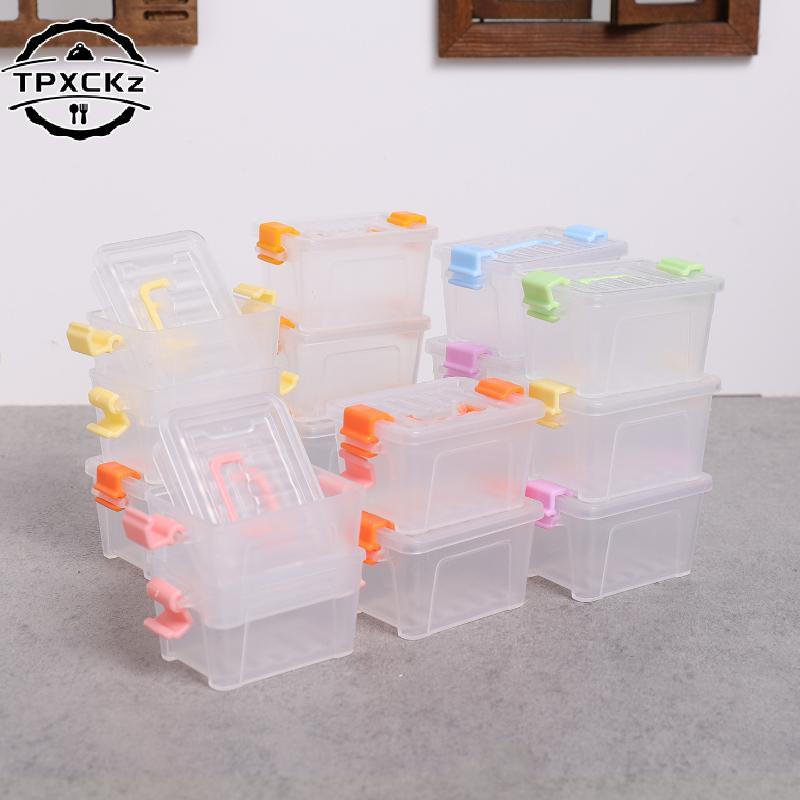  5Pcs Portable Organizer Case Dollhouse Transparent Plastic Storage Box Household Lightweight Storage Boxes